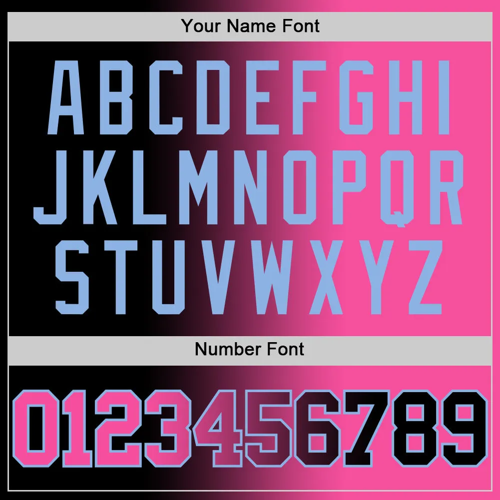 Custom Black Pink-Light Blue Authentic Gradient Fashion Basketball Jersey