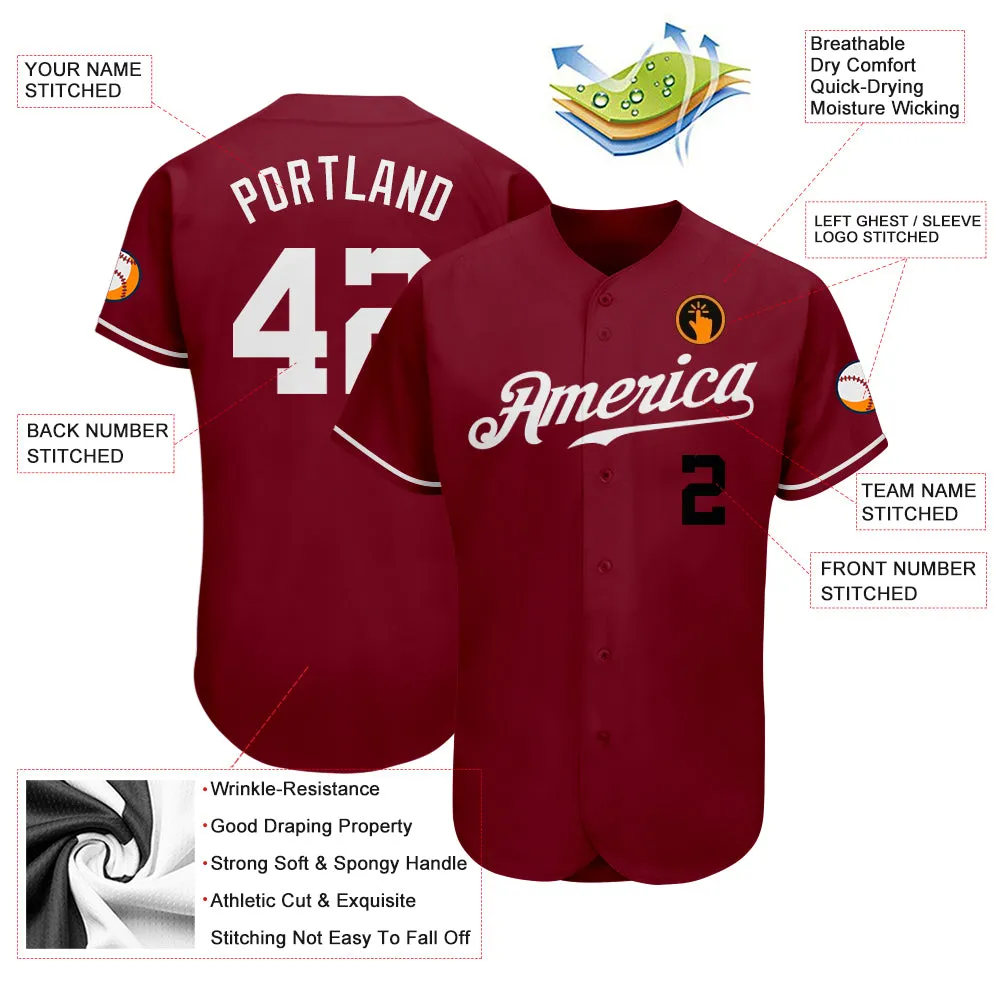 Custom Crimson White-Black Authentic Baseball Jersey