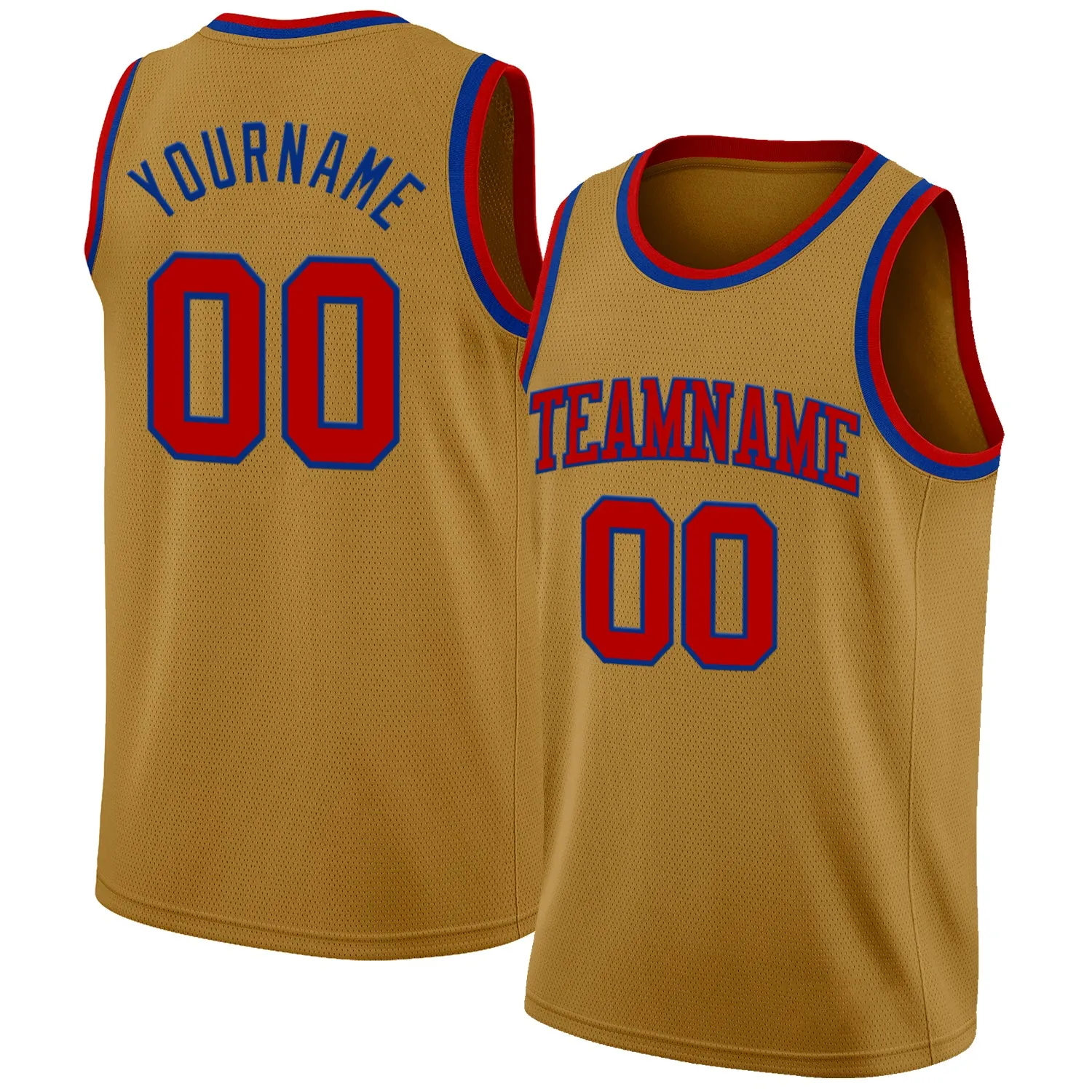 Custom Old Gold Red-Royal Authentic Basketball Jersey