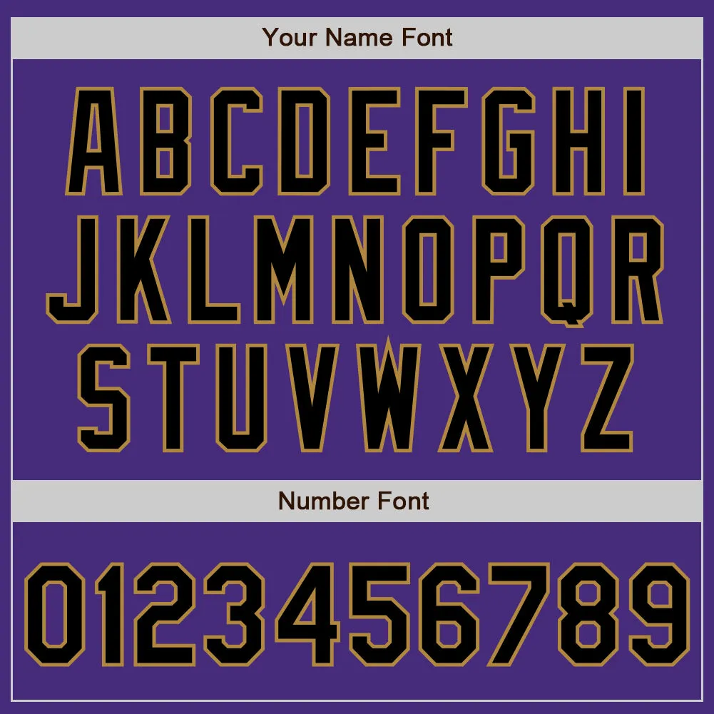 Custom Purple Black-Old Gold Authentic Baseball Jersey