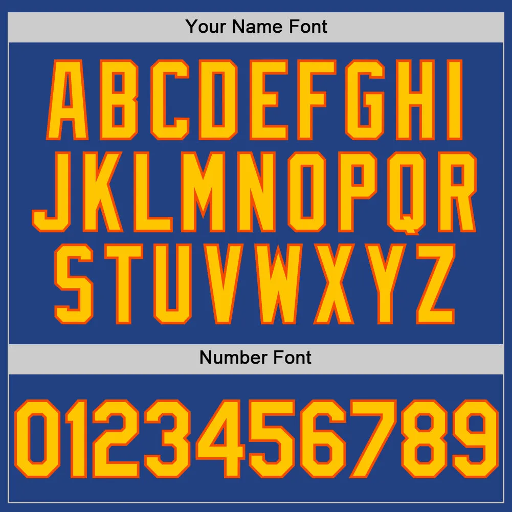 Custom Royal Yellow-Orange Mesh Authentic Throwback Baseball Jersey