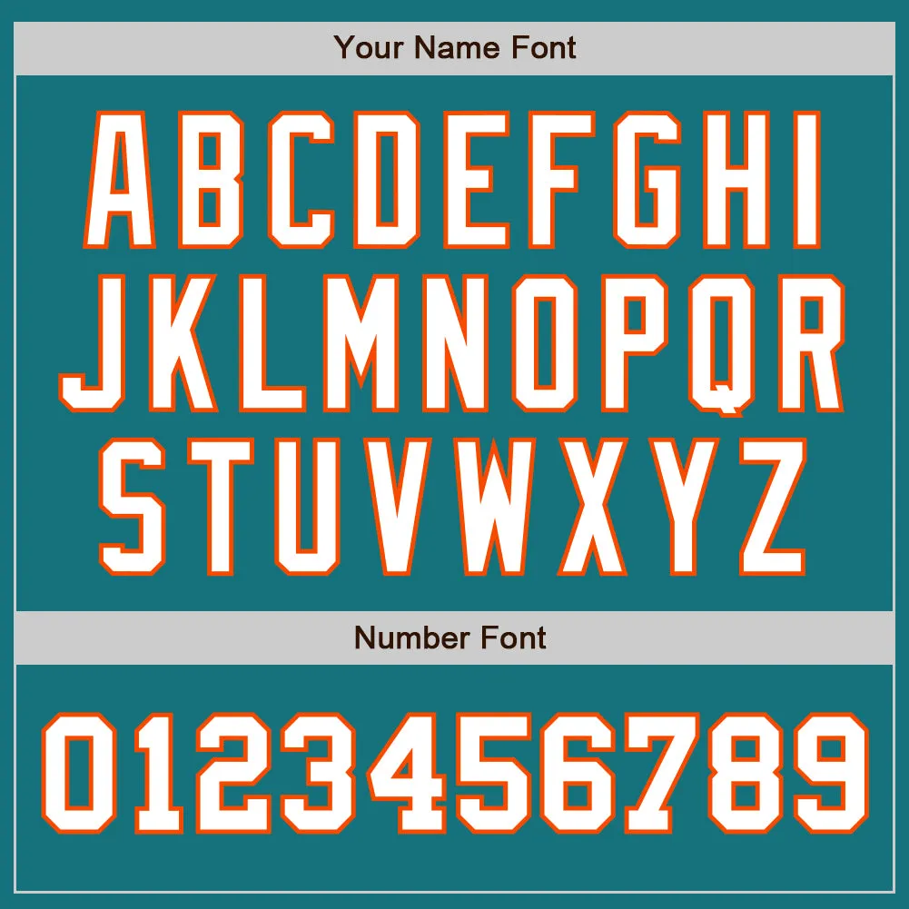 Custom Teal White-Orange Authentic Two Tone Baseball Jersey