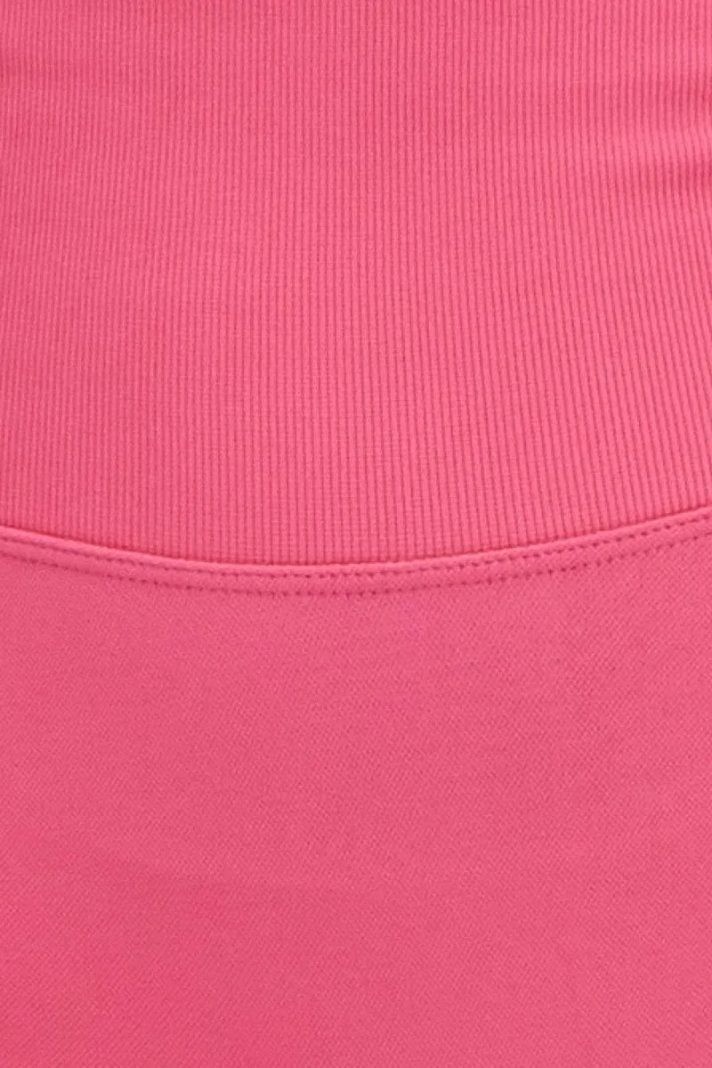 Pink Seamless Crop Top And Shorts Activewear Set