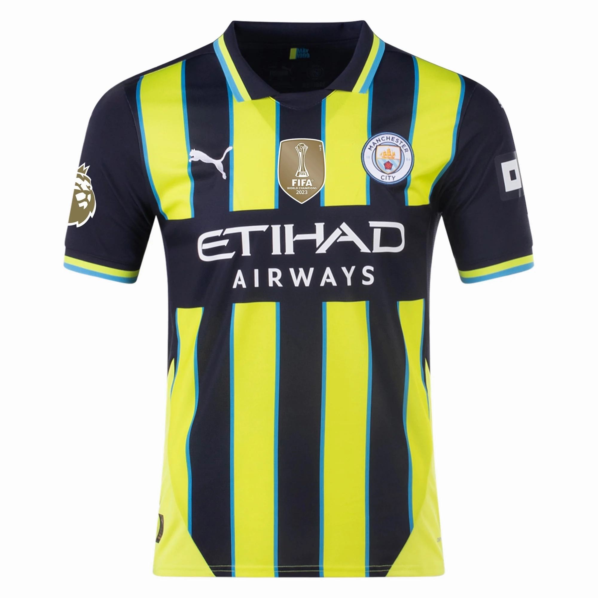 Puma Manchester City Rodrigo Away Jersey w/ EPL   Club World Cup Patch 24/25 (New Navy/Yellow Glow)