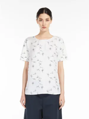 Silk and Jersey Blouse with White Lina Print