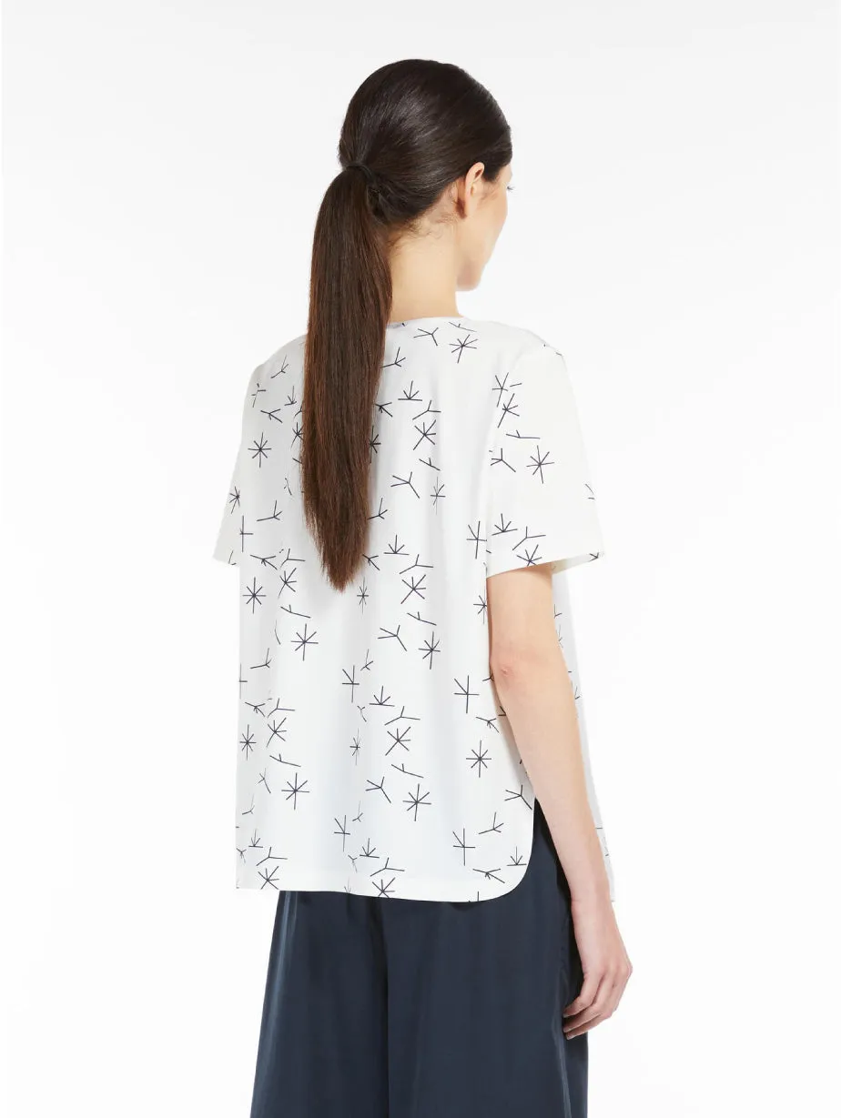 Silk and Jersey Blouse with White Lina Print