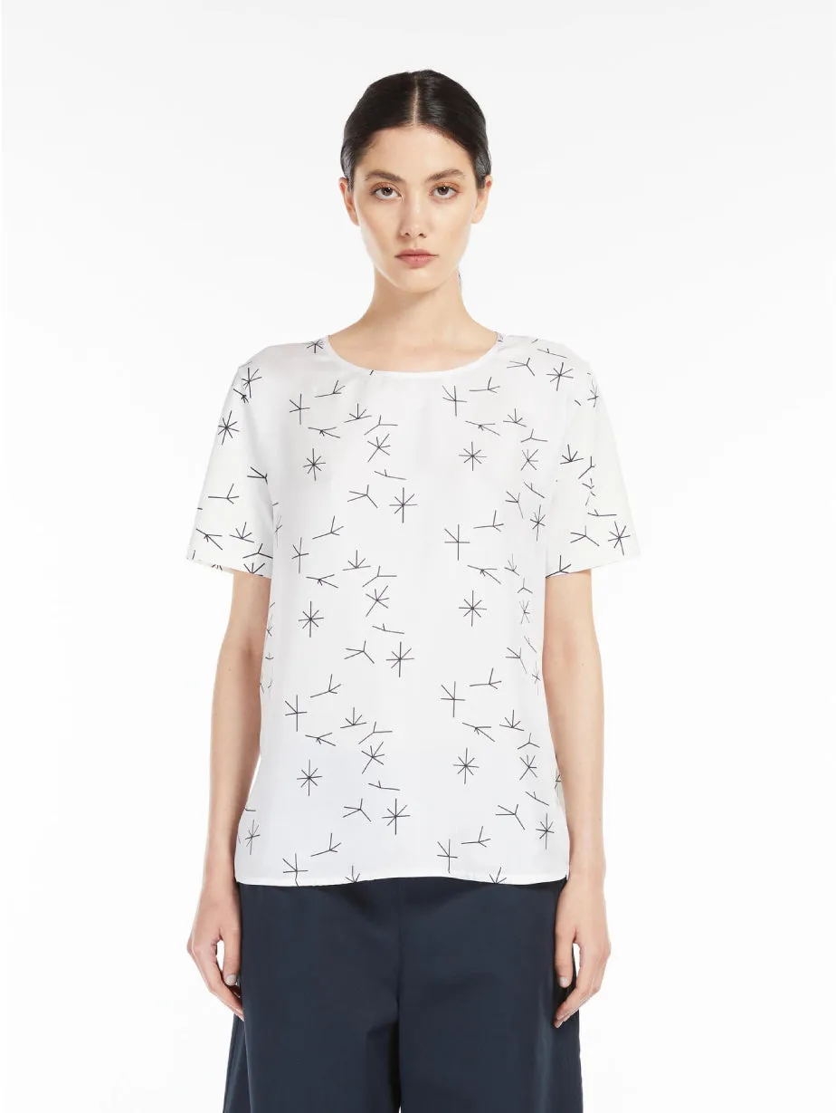 Silk and Jersey Blouse with White Lina Print